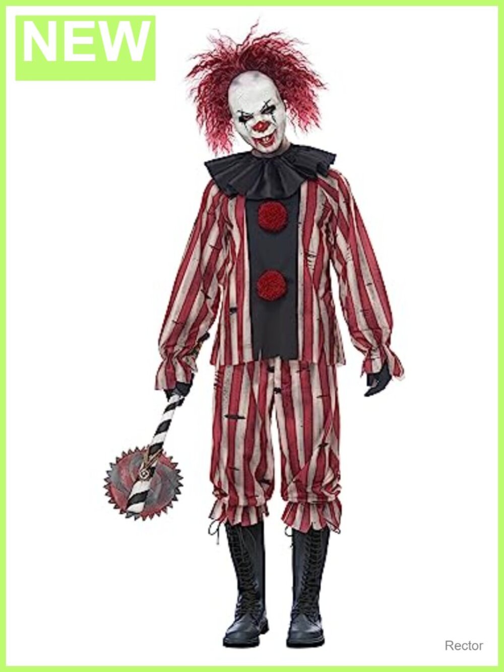 Men's Nightmare Clown Costume Shirt Pants Collar Mask Adult Standard